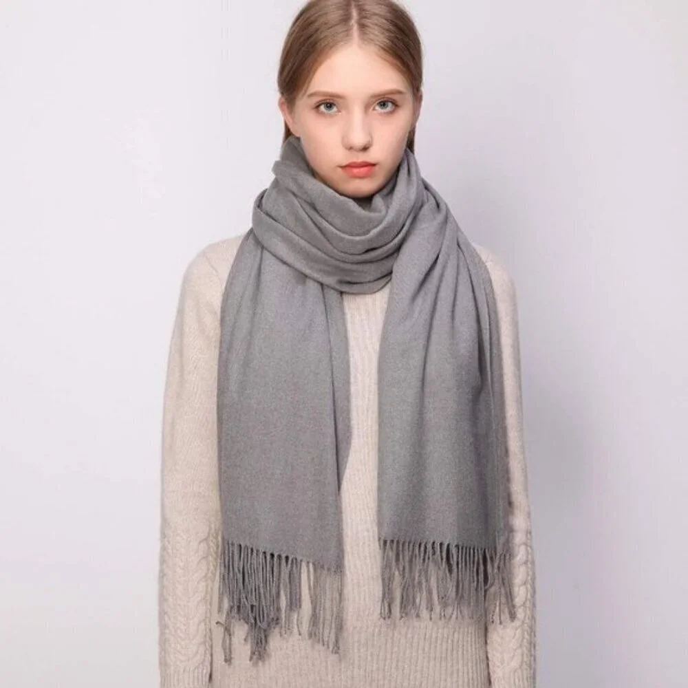 ⚡Women's Gray Pashmina Shawls Evening Dress Bridesmaid Winter Warm Long Scarf